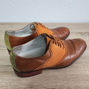 COLE HAAN Saddle Brown Two Tone Oxford Men's Lace Up Shoe 9M